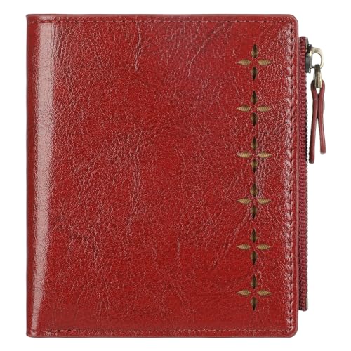 Lavemi Carteira feminina ultrafina de couro compacta com bloqueio de RFID e porta-cartão de crédito para mulheres, 1 vermelho escuro, tamanho �nico