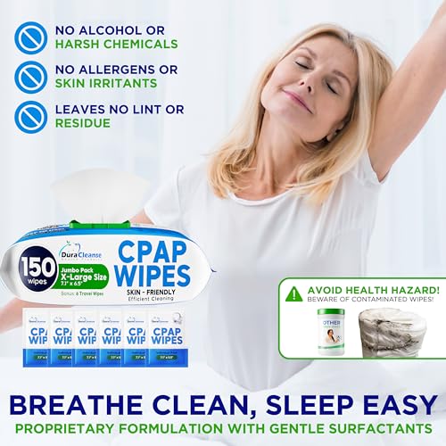 image for CPAP Mask Wipes - 300 Count Jumbo Pack + 12 Travel Sheets - Dura Clean