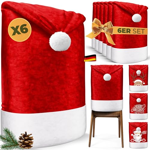 KESSER® Premium Weihnachtsstuhlüberzug 6er Set Stuhlhussen für...