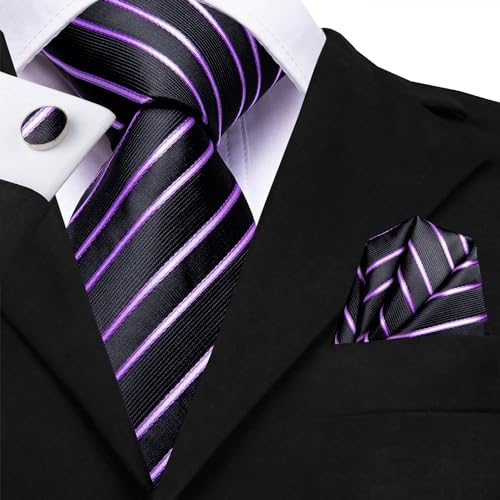 Image of Hi-Tie Mens 70inches Tie Set Extra Long Necktie for Men Cufflinks Handkerchief Big Tall Men Business Wedding