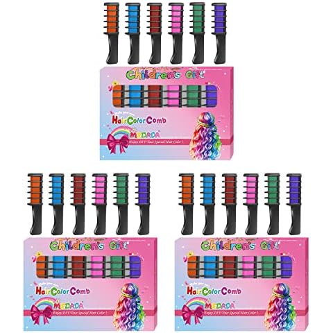 MSDADA Hair Chalk Comb Christmas Gifts Toys for Girls Kids 3 Pack - Temporary Washable Hair Color Dye Paint Teen Girl Gift Hair Stuff Accessories Makeup Kit Age 6 7 8 9 10 11 12 13 Years Old Cover
