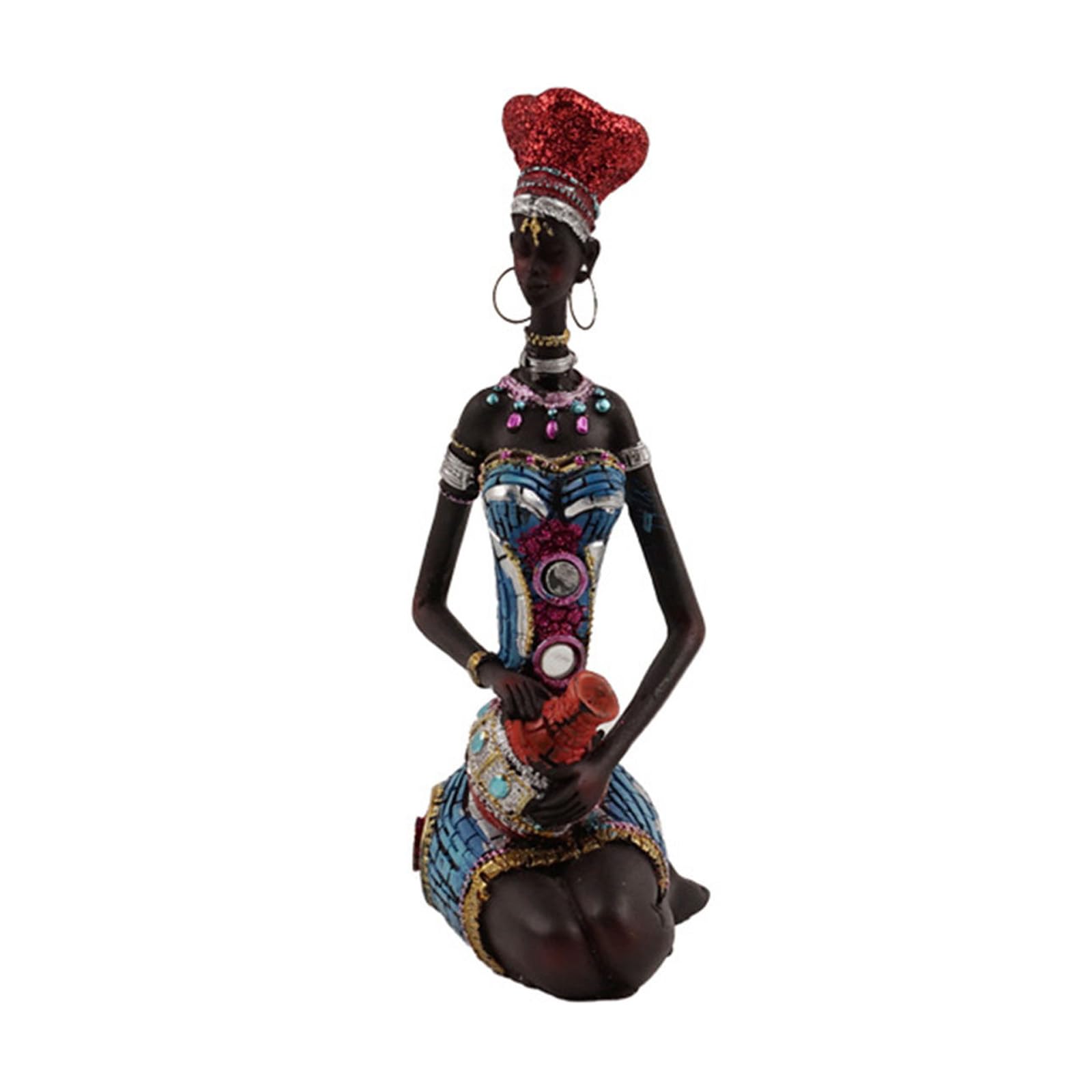 Jazuaiao Sculpture Resin Figure African Statues and Sculpture Home Decors African Art Resin Statues Tribal Lady