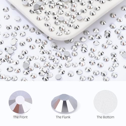 Image of Silver Flatback Rhinestones, Glass Rhinestones for Nail Art and Craft, Glue Fix, Loose Crystal Gemstones(Silver, SS12, 1440pcs, 2.9-3.0mm)