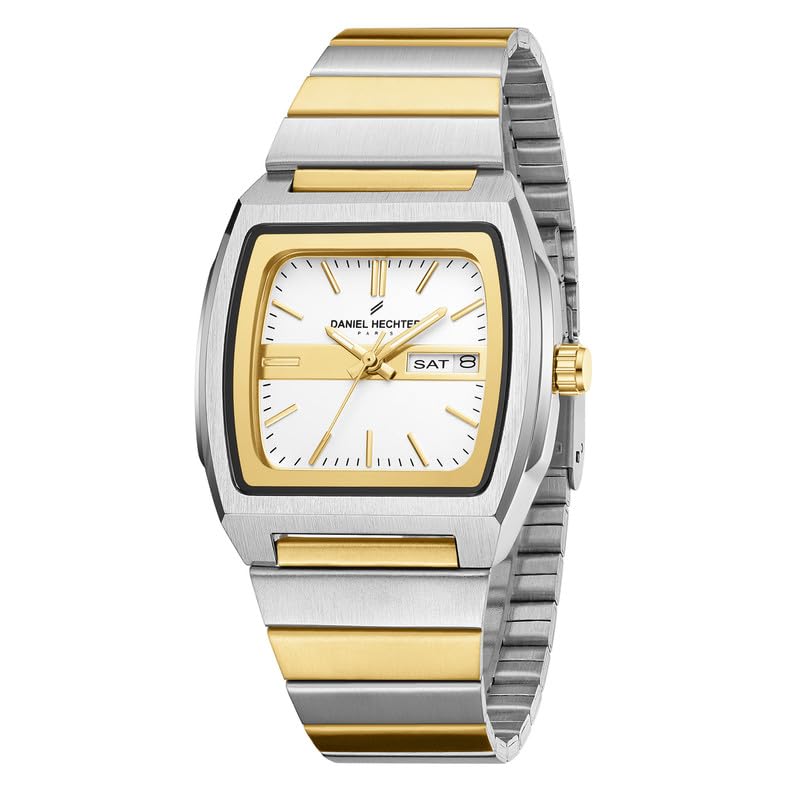 Image of Daniel Hechter Paris Emma Collection Analog Quartz Watch for Men with Square Dial with Day-Date Function, Stainless Steel Strap - DHM1049