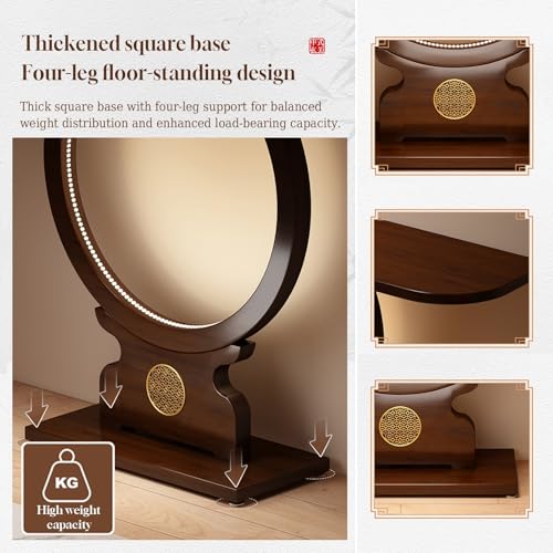Consola de madera maciza media luna de 100 cm con luz LED para recibidores y pasillos estrechos 8