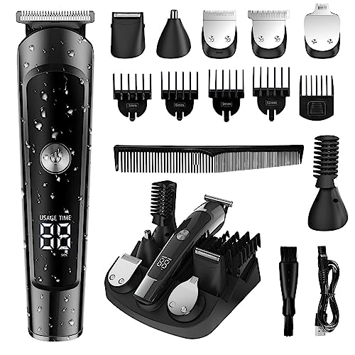 Amuliss Beard Trimmer For Men, Hair Clipper Trimmer For Men, Waterproof Mens Beard Grooming Kit, Cordless Barber Clippers For Hair Cutting With Nose Trimmer, Electric Razor, Body Shaver #TOP25