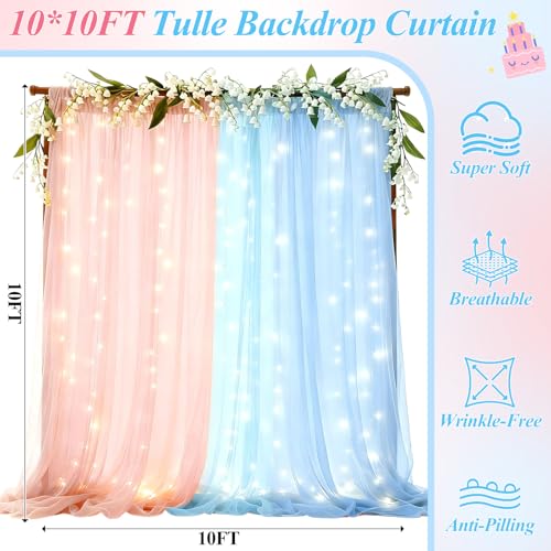 Ledido 2 Pack Cortina Tulle 10x10ft con Luces miniatura 2