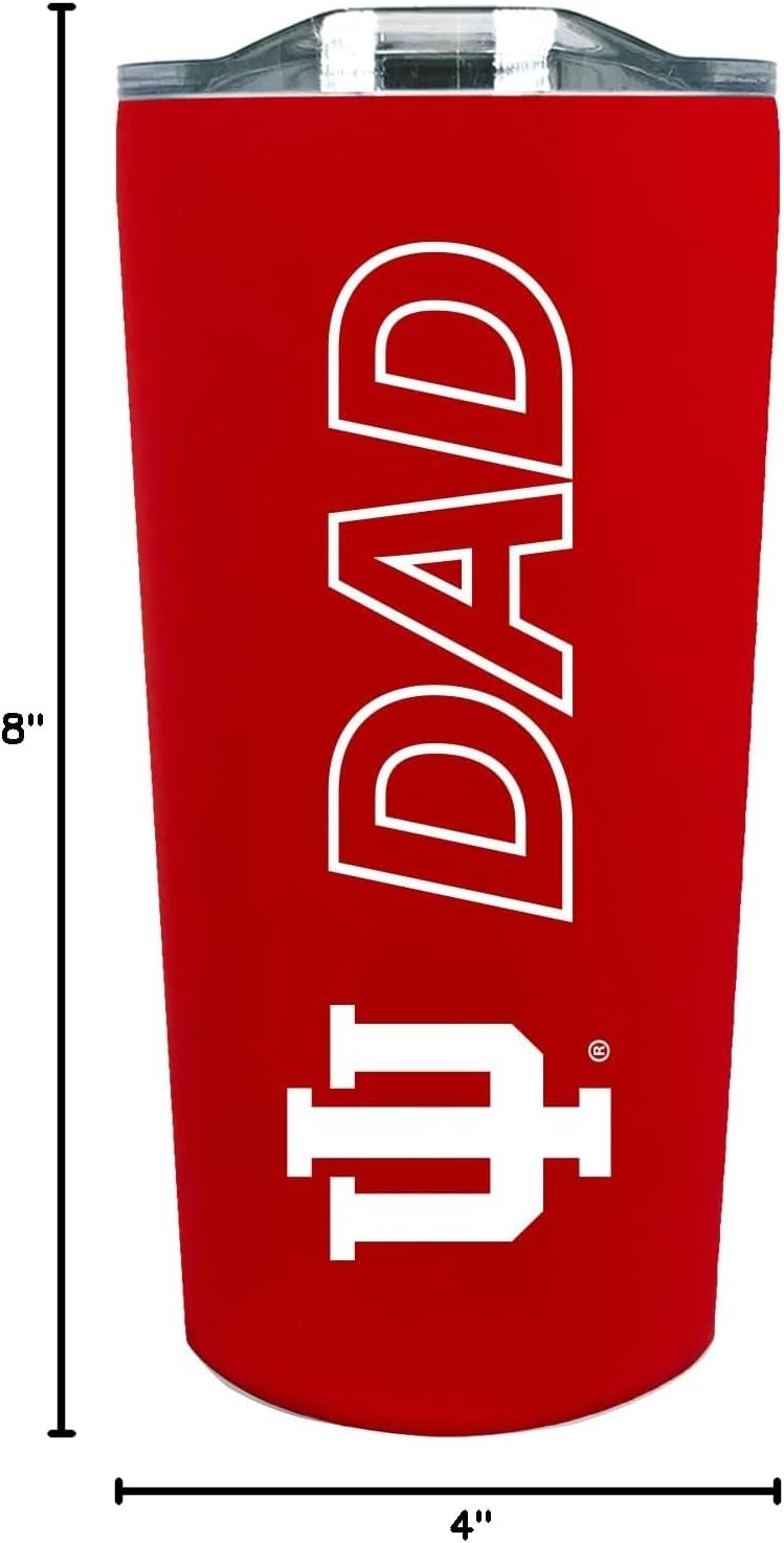 The Fanatic Group Personalized Indiana University Dad 18 oz. Double Walled Stainless Steel Soft Touch Tumbler - Red