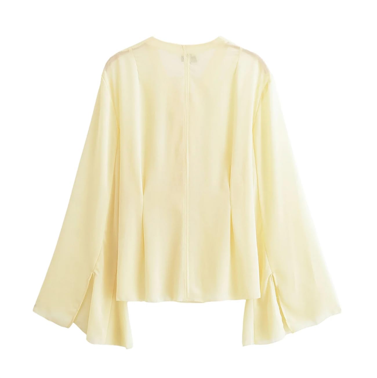 Camisa de manga larga para mujer, con cordones, de gasa, holgada, informal, a la moda