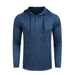 COOFANDY Pullover met capuchon voor heren, dunne baseball-sweatshirt, lange mouwen, met knoop, T-shirt, overhemden, tops…