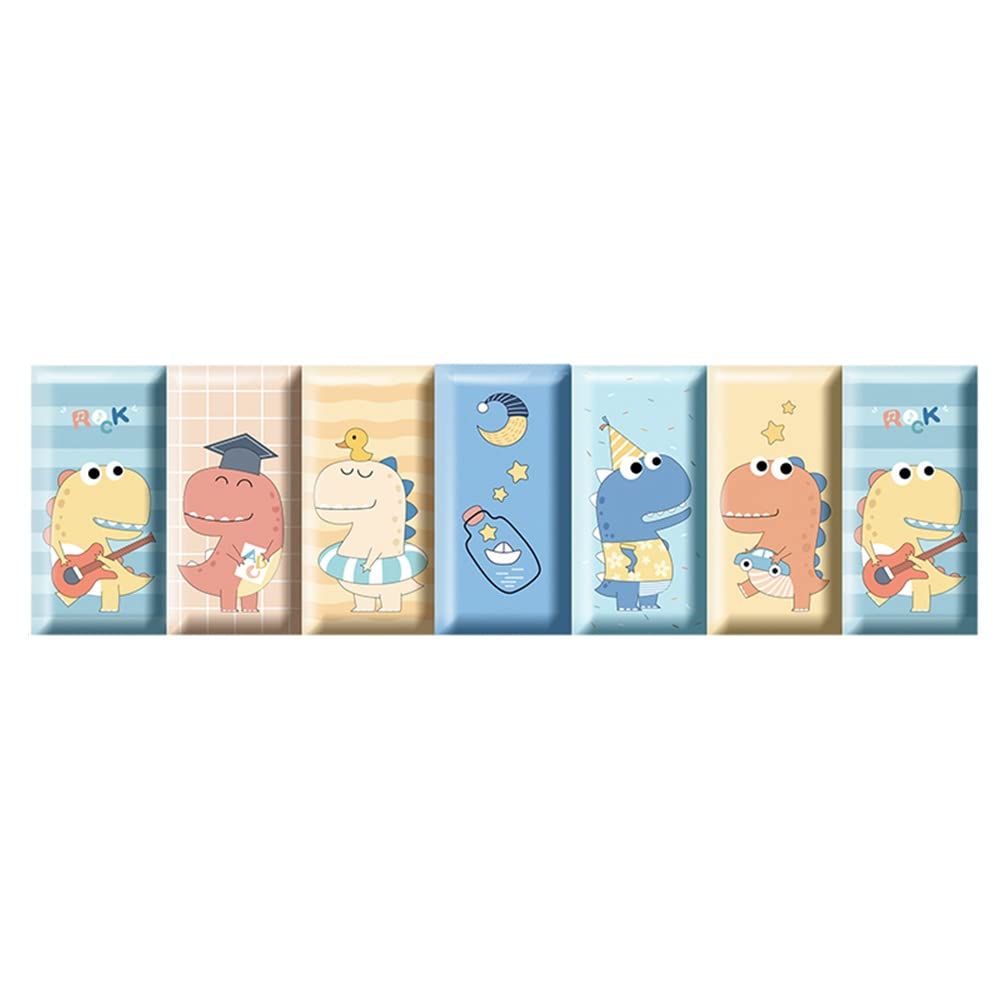 HUAHUA Stickers Muraux Autocollants Muraux 3D Auto-adhésifs Chambre d'enfant Panneau Mural Anti-Collision Épaissi PU Étanche Bricolage Panneau Mural Souple, 7 Pièces