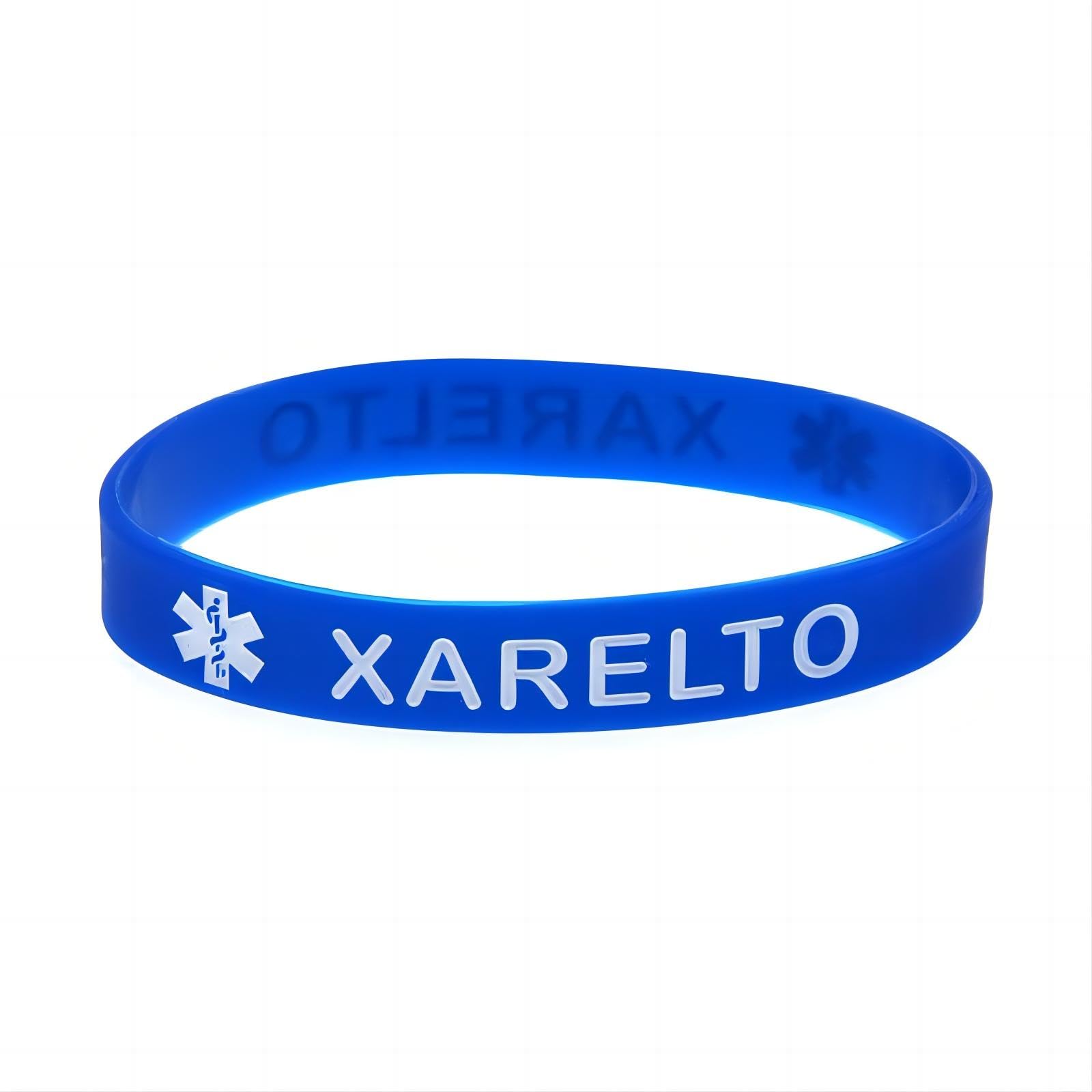 Pulseras de silicona XARELTO de alerta médica, elásticas, para hombres y mujeres, talla única