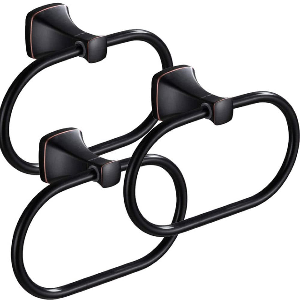 Anneau porte-serviettes bronze huilé pour salle de bain familiale