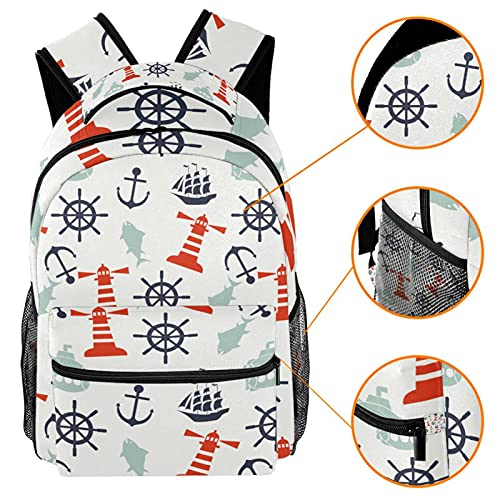 Sac à dos ordinateur 14" phare bleu et ancre marine - 3