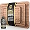 Deer & Oak 3-Piece Bamboo Chopping Board Set & Mineral Oil Bundle, 33x24cm, 28x20cm, 22x15cm, with Side Handle and Grooves + 100ml Food Grade Mineral Oil Set