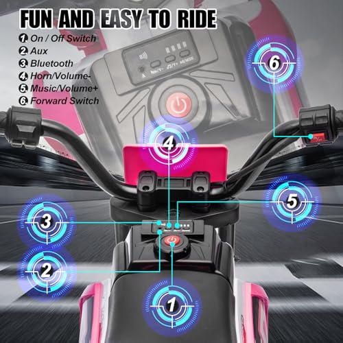 Image of JOYLDIAS Kids Motorcycle, 12V7A Battery-Powered Ride On Motorcycle for Kids