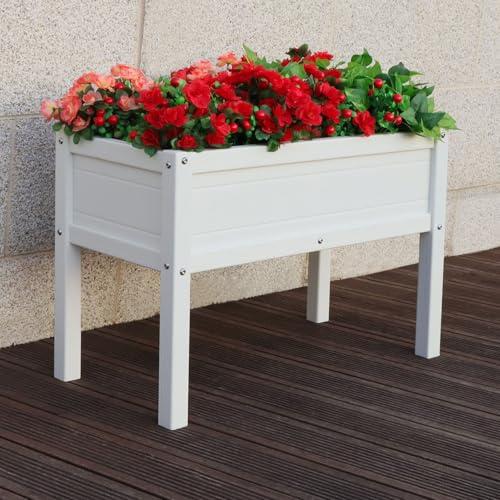 Small HDPE Raised Garden Bed, Elevated Planter Box with Legs, Out...