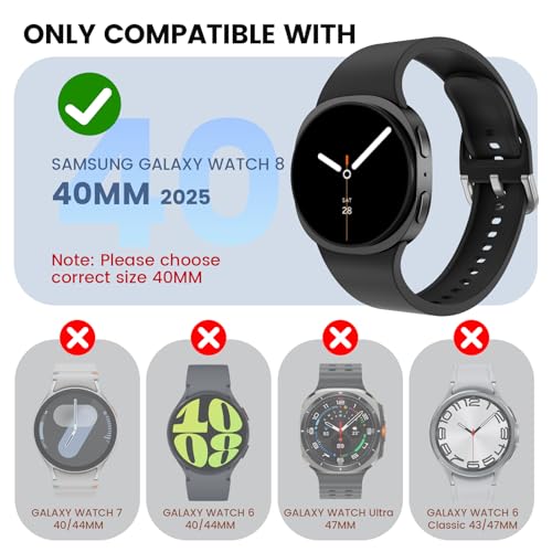 Neitra 4 Stück Hülle für Samsung Galaxy Watch 8 40mm, Hart PC Bumper Case mit HD Gehärtetes Glas Displayschutz Folie, Vollständige Abdeckung Kratzfest Ultradünn Schutzhülle für Galaxy Watch 8 2025