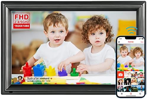 32GB 15.6inch FRAMEO Digital Photo Frame with 1920x1080 FHD IPS LCD Touch Screen, Dual-WiFi Share Photos & Videos Via Frameo App, Support USB Drive/SD Card Extend Storage, Motion Sensor, Auto-Rotate