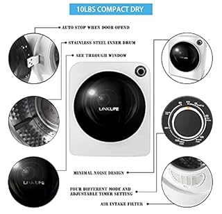 LINKLIFE Electric Portable Laundry Dryer - 11Lbs 2.6 cu.f Compact Stainless Steel Cylinder Clothes Dryer for Apartment dorms RVs