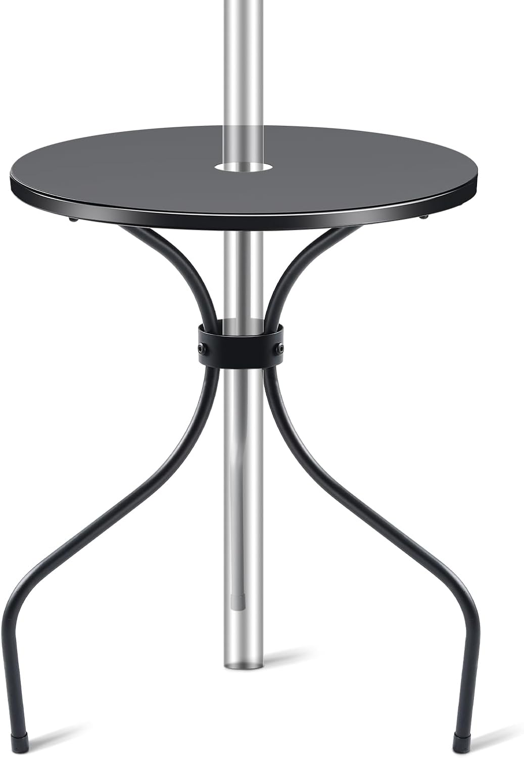 Novabright 15.75 Inch Outdoor Round Patio Umbrella Table Small Patio Round Metal Dining Table with 2 Inch Umbrella Hole Outdoor Cafe Tabletop for Yard Bistro Lawn Balcony Backyard