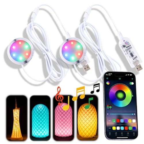 2Pack LED-Lampen-Set 001 Mit App-Steuerung Für Bambu Lab 3D-Druck, USB-RGB-LED-Rundleuchte Mit App-Clustersteuerung, DIY-Lampen-Bausatz Für Bastelprojekte, Musik-Synchronisation, 16 Millionen Farben