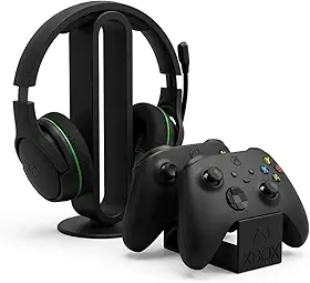 Kit Gamer Organizador com Suporte para Headset e Suporte Duplo para Controles, Compatível com Xbox, PS5, PC, Tema Xbox, 23cm Altura