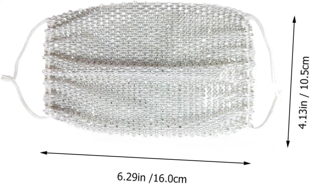 Women's Rhinestone Decorative Mouth Cover White ABS Stylish Mask