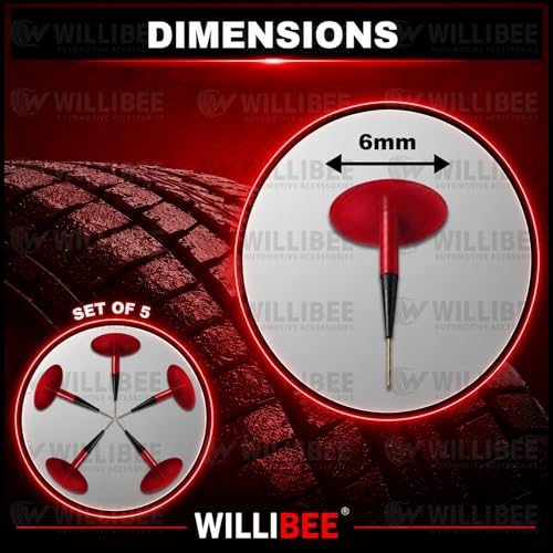 Image of WILLIBEE Mushroom Puncture Kit for Tubeless Tyre | Mushroom Puncher Kit for Bike & Car | Tire Puncher Repair Patches (6 MM, 5 Pcs)