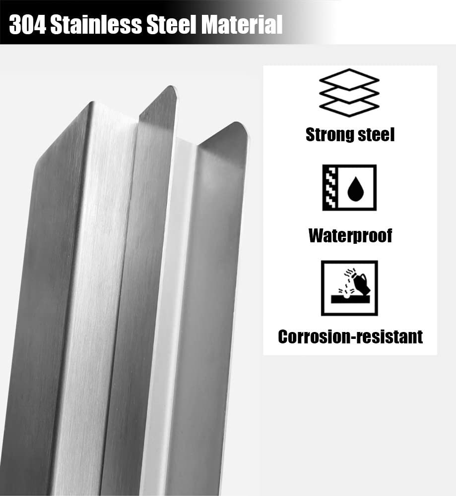 Black Metal Glass Railing Post Kit - 304 Stainless Steel Balustrade System(Black End Post,110cm)