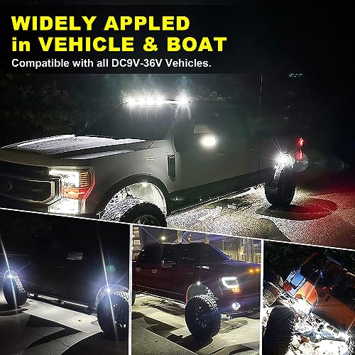 Nicoko NI-PURE WHITE ROCK LIGHT 4Pods Pure White 72 Leds Smd Chips 72W High Power Rock Lights Super Bright White Offroad Car Boat Underglow Lights Ip68 Waterproof thumb #5