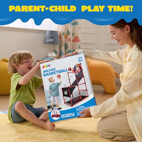 Image of JOYIN Red Arcade Basketball Game Set, Indoor Basketball Hoop for Kids 3+ Years Old, Easy Set Up Sports Toy with 4 Balls, Gifts for Boys and Girls