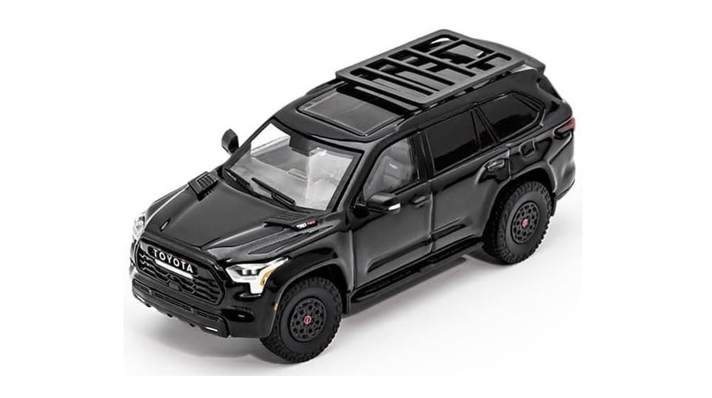 GCD 1/64 Diecast Model Car Sequoia TRD Pro Black with Roofrack 4x4 Truck - KS-068-437