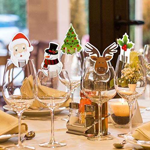 Evita copas perdidas con marcadores de vino de Navidad y tarjetas de mesa 5