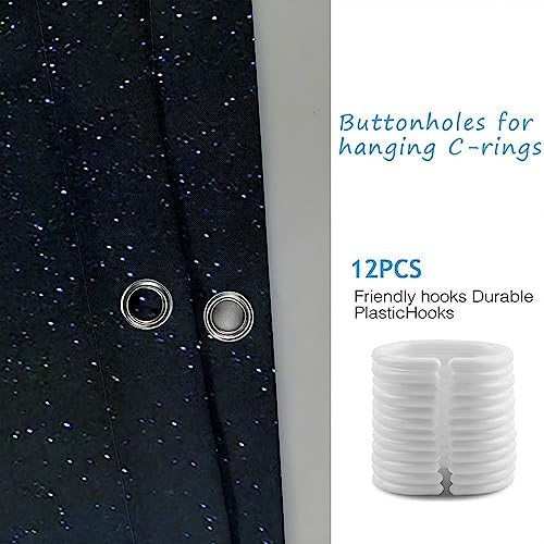 Rideau de douche 300x200 imperméable en polyester avec anneaux de fixation - 5
