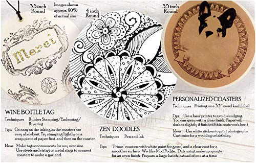 Inkfish And Co. ☆100 Pack 4 Inch Square Blank Coasters Off White Color Heavyweight Cardboard Pulp Board Paper Made In Usa Perfect For All Drinks Diy Craft Projects Printing Mini Art Zen Boards #TOP1