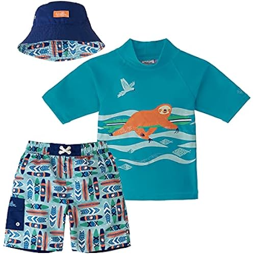 UV SKINZ Boys 3-Piece Swim Set with Long Sleeve Swim Shorts & Hat - UPF 50+