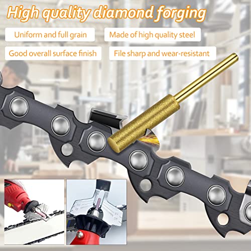 30 StüCk KettensäGe SchäRfgeräT, KettensäGeblatt Diamant SchäRfschleifstein, SäGekettenschäRfgeräT 4.0mm, 4.8mm, 5.5mm, Hochwertiger Diamant-Schleifkopf FüR Den Einsatz Mit öLkettensäGen – Bild 3