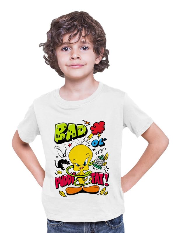 The Sun Core Printed Half Sleeves t-Shirt for Boys Kids. White Polyester Round Neck