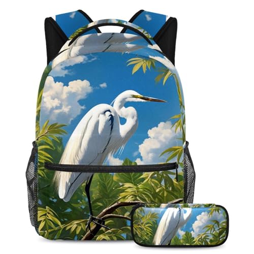 Trousse à crayons et sac à dos multicolore au motif aigrette mignonne