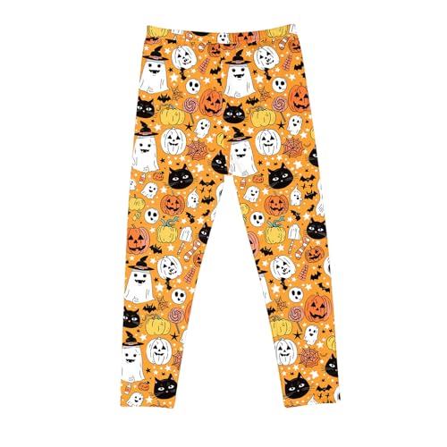 Halloween Leggings for Girls 2025 Scary Print Trousers Breathable Stretchy Tights Pants Trendy Workout Clothes