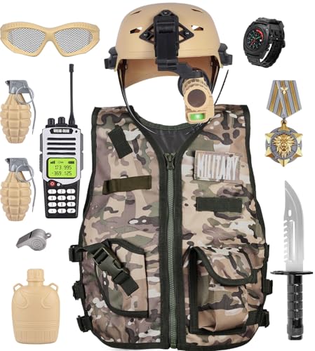 Kids Army Military Combat Soldier Costume Halloween Party Role Play Dress up Birthday Gift...