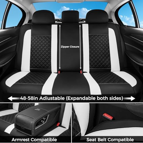 Image of FLORICH Seat Covers, Atomutive Seat Covers Full Sets, Waterproof Seat Cover for Cars, Luxury Leather Universal Seat Cover Accessories Fit for Most Cars SUV Truck Sedans(White)