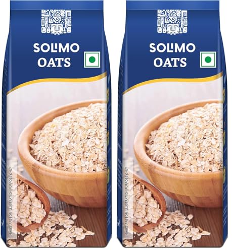Image of Amazon Brand - Solimo Rolled Oats | 2 Kg | Contains 100% Oats | Source of Protein | Quick Breakfast - Cooks in 3 Mins (Pack of 2)