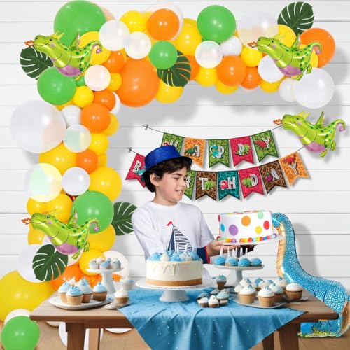 Image of Party Propz Dinosaur Theme Birthday Decorations - 52Pcs Birthday Decoration Kit, Birthday Decoration Items, Dinosaur Balloons For Birthday, Dinosaur Foil Balloons For Kids (Cardstock)