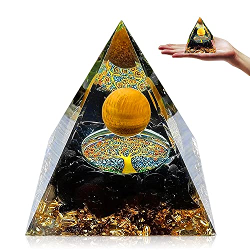 HINATAA Pirámide de Cristales, Cristal Curativo Pirámide Natural Orgonita de Cristales, Pirámide de Orgón, Pirámide Amatista Orgonita Piedra Curativa para Chakra Natural, Meditación, Decoración (B)