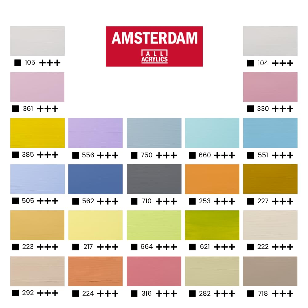 Amsterdam Standard Series Acrylfarbe Set 24 x 20 ml Pastellpalette lichtechte Pigmente wasserbasiert
