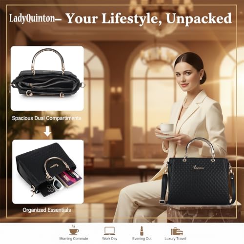 Image of Lady Quinton Quilted Handbag with Detachable Shoulder Strap