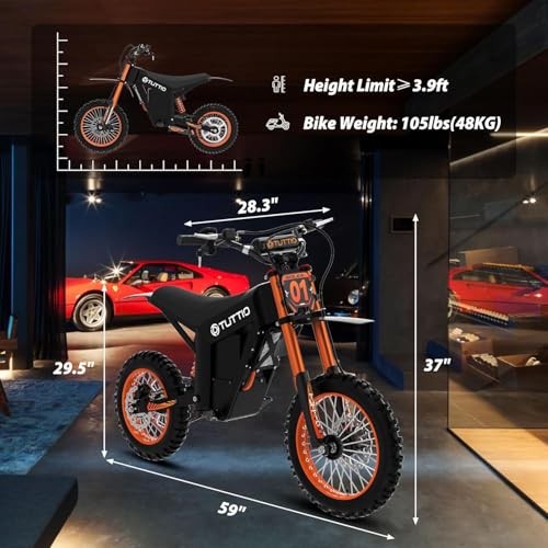 Image of IGC Tuttio Soleil01-GB Electric Dirt Bike, Peak 3000W 21AH Outdoor Electric Mini Bike - 14 inch /12 inch Fat Tire Motorcycle, 3 Speed Modes Off-Road Ebikes, 18-43 Miles Range Ebikes for Adults & Teens