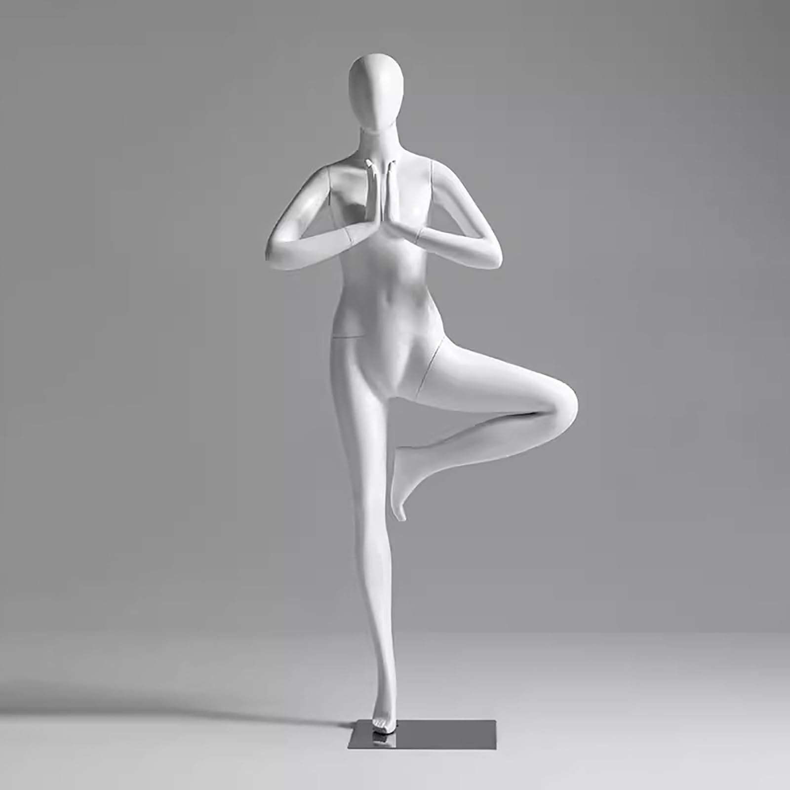Yoga Exercise Mannequins Various Postures, Easy Assemble White Standing Mannequin, Poseable Life-Size Torso, Full Body Mannequin for Clothing Store Window Display(Style 4)